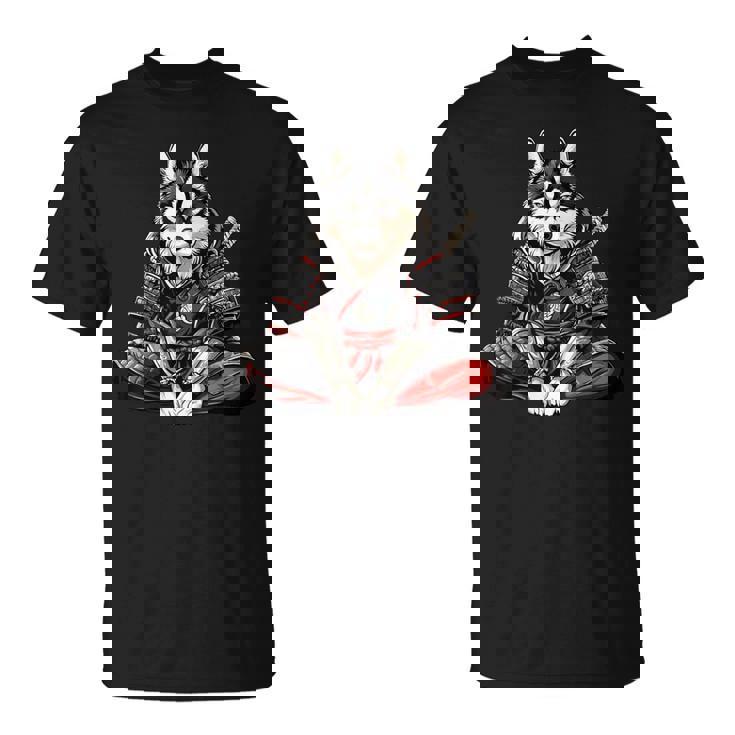 アラスカンマラミュート犬 和風 サムライ犬 Tシャツ