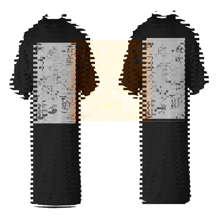 アンティークエンジニアリング機械科学パターン Tシャツ