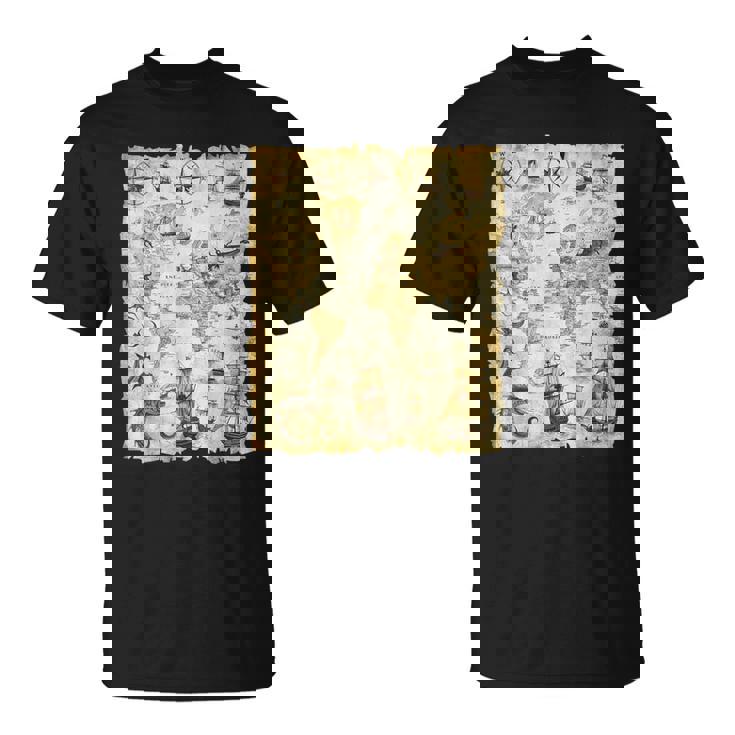 アンティーク地図 海の生き物 海賊 Tシャツ