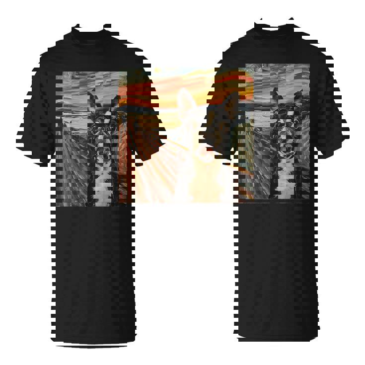 アート、面白いボストン テリア Tシャツ