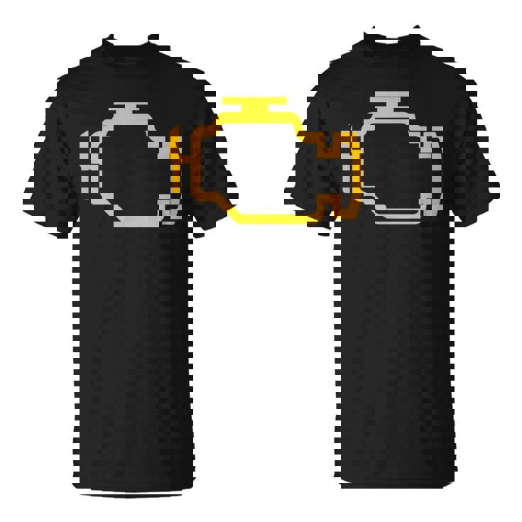 イエローチェックエンジンライト付きtシャツ Tシャツ