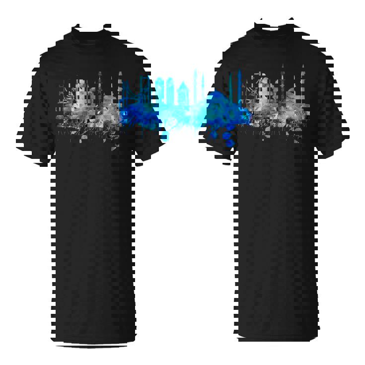 イスタンブールのスカイライン 青いモスク 青い絵 トルコ Tシャツ