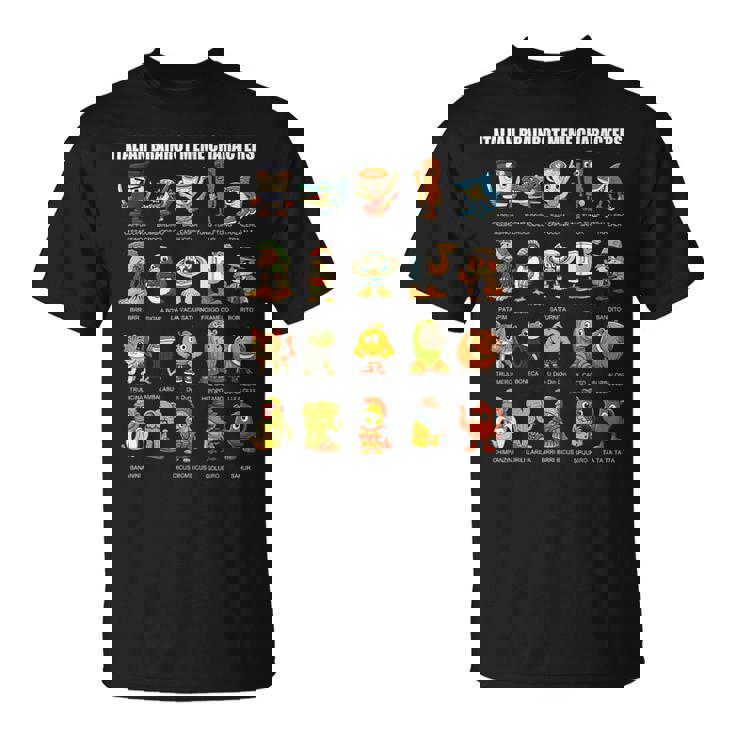 イタリア ブレイン ミーム コンピレーション キャラクター 手描き キッズ Tシャツ