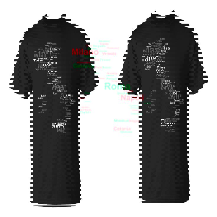 イタリア 地図 シルエット 旗 タウン ローマ 旅行 イタリア Tシャツ