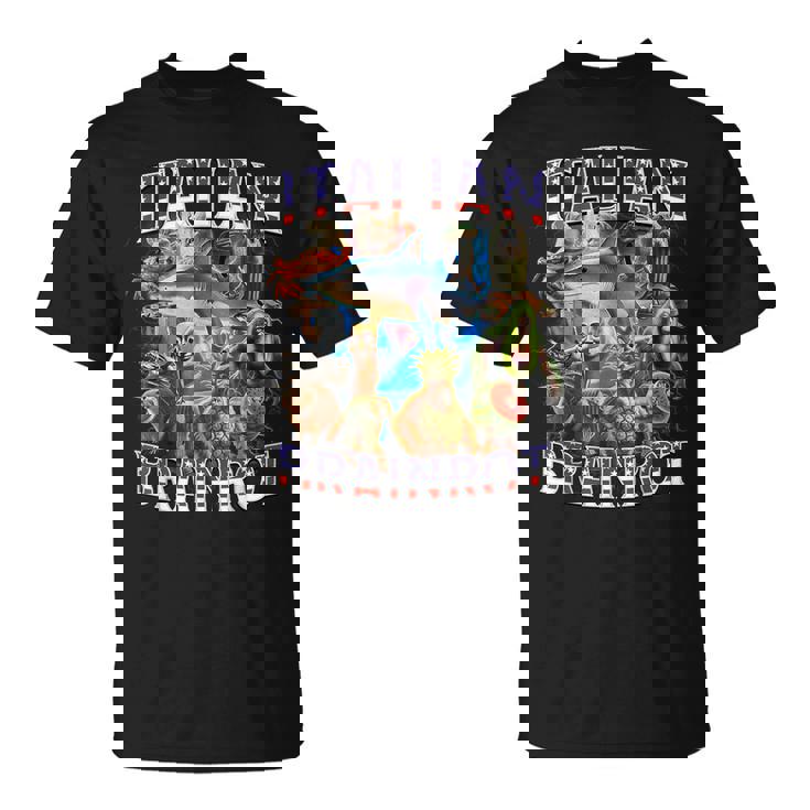 イタリアのブレインロットビッグミーム7月4日フラッグフット。 Tシャツ