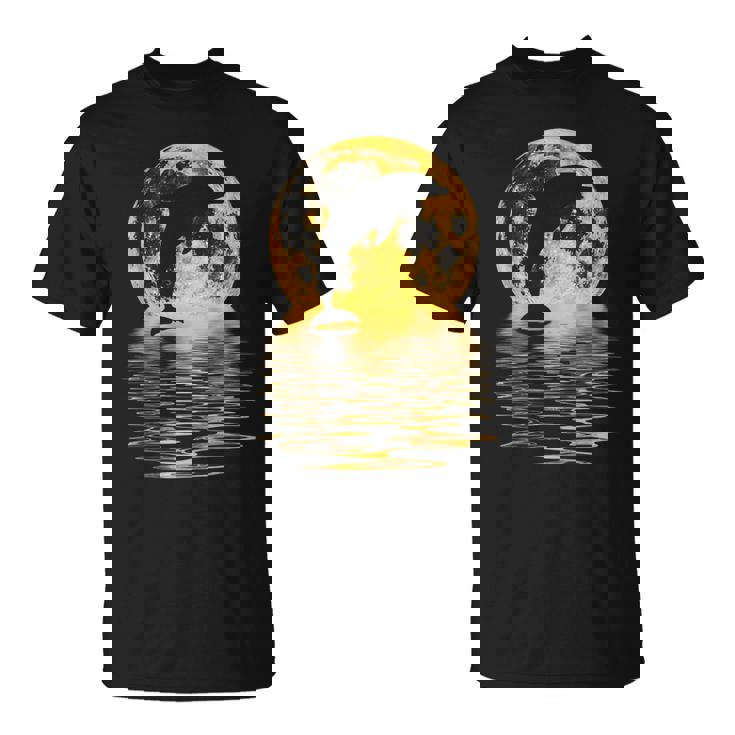 イルカ 海 夕日 月 反射 自然 恋人 ギフト Tシャツ