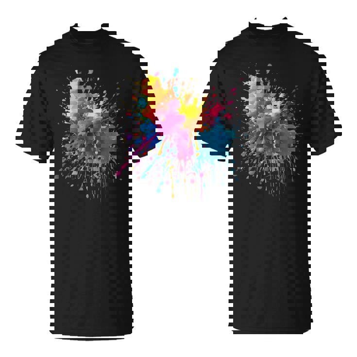 インク ペンキ 飛び散り レインボープリント カラフル イラスト Tシャツ