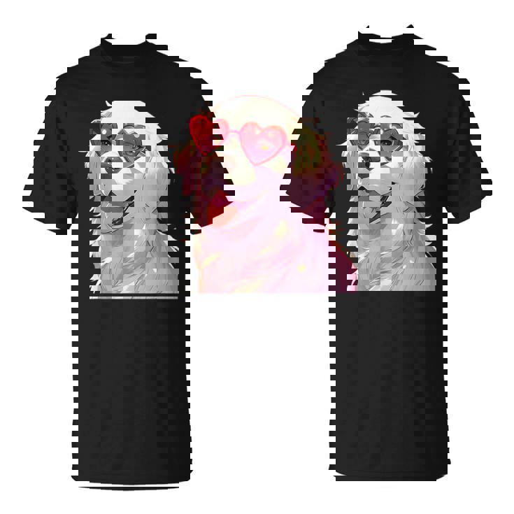 イングリッシュクリーム ゴールデンレトリバー ママギフト ハート メガネ ラブ Tシャツ