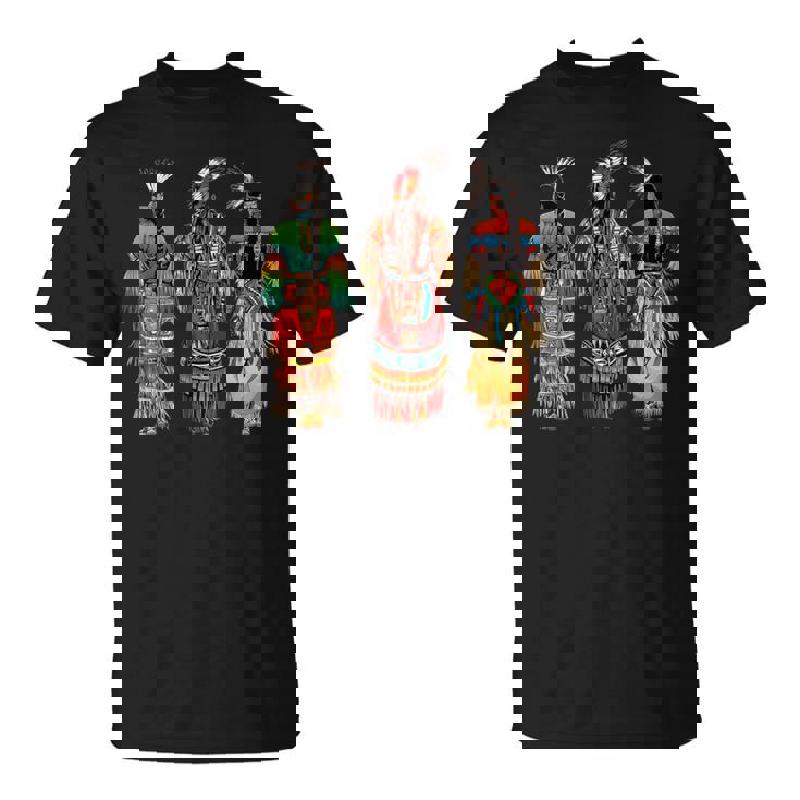 インディアン族 ネイティブアメリカン フェザーヘッドドレス インディアンチーフ Tシャツ