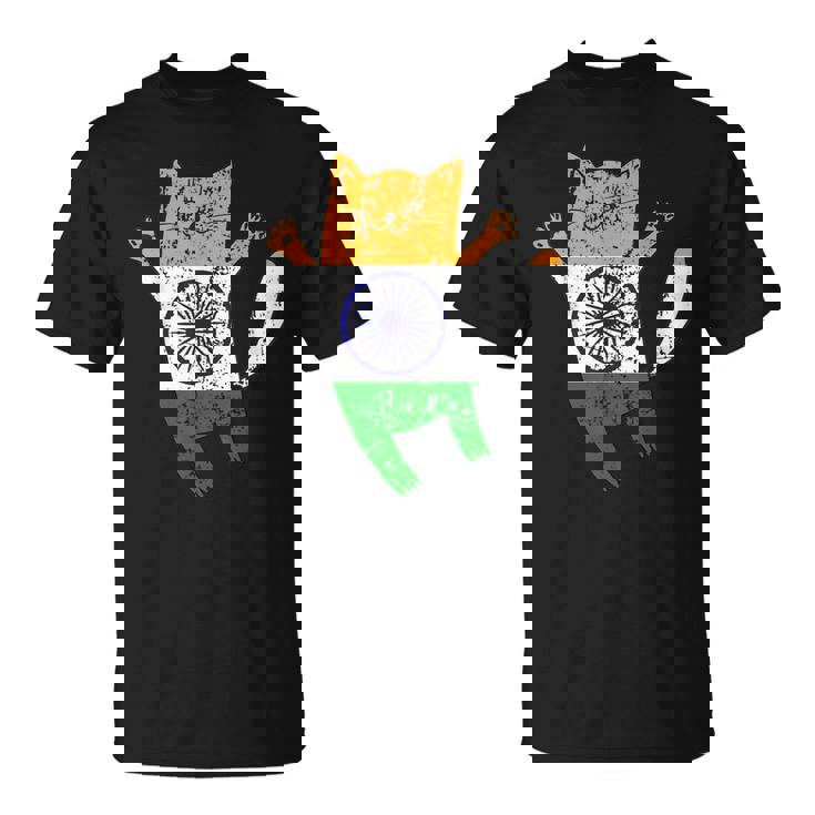 インド国旗 インド猫 Tシャツ