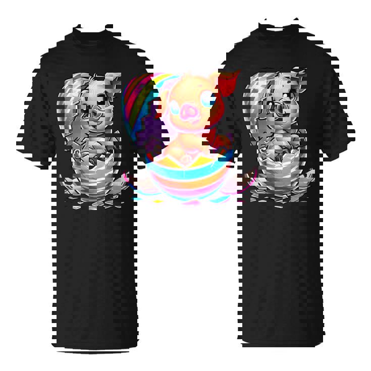 イースターエッグのかわいい赤ちゃん豚の漫画アート。 Tシャツ