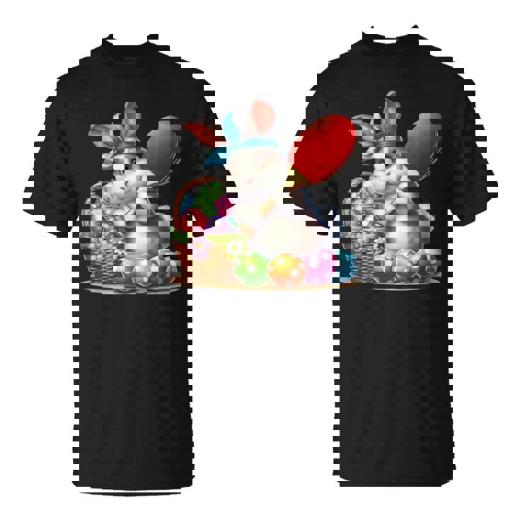イースターバニー卓球ウサギイースターエッグ卓球 Tシャツ