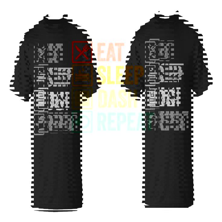 イートスリープダッシュリピートビデオゲームジオメトリビデオゲーマー Tシャツ