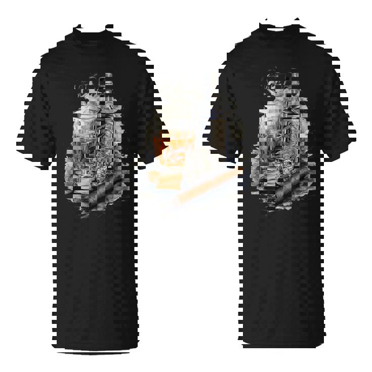 ウイスキー、シガー、チョコレート、オリジナルウイスキーアイデア Tシャツ