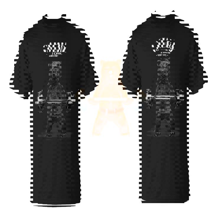 ウェイトリフティング 筋トレ バーベル やる気がないなら家に帰れ グリズリーベア クマ Tシャツ