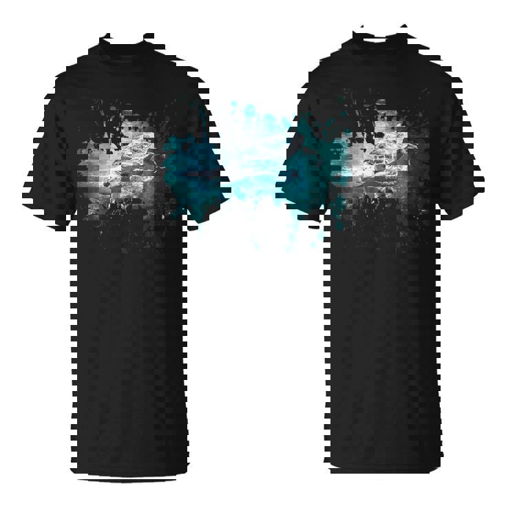 メンズ ウミガメ 風景 亀 Tシャツ