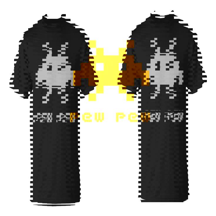 エイリアンインベーダーズピューピュースペース8ビットレトロビデオゲームギフト Tシャツ
