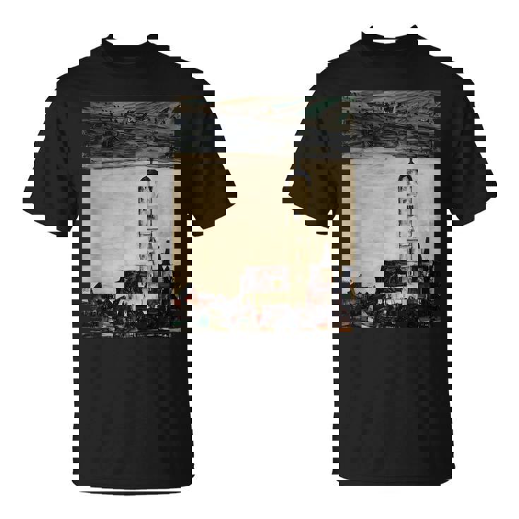 エゴン・シーレ作「ドナウ川のシュタインの教会」1913 Tシャツ