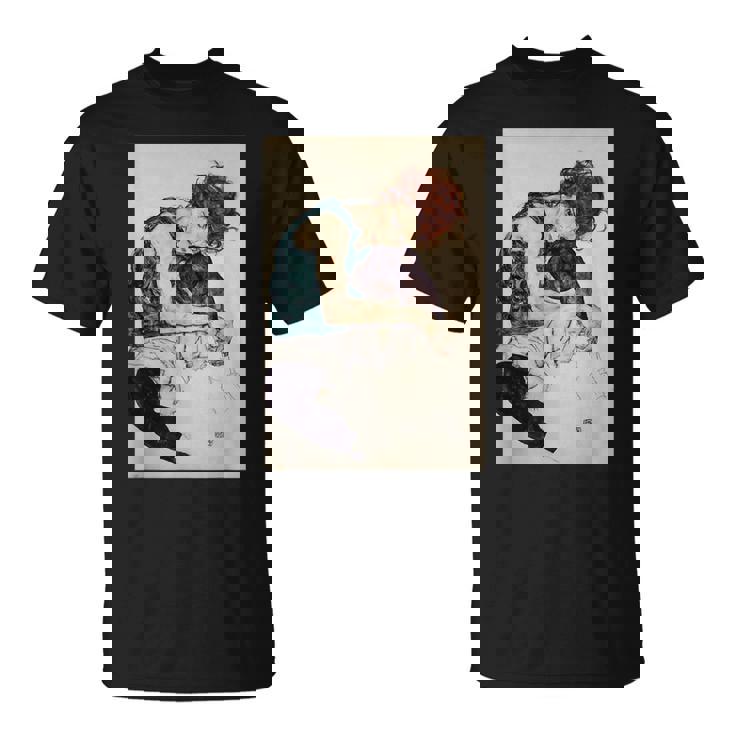 エゴン・シーレ作「膝を曲げた座る女」1917 Tシャツ