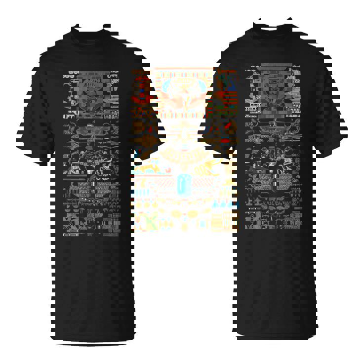 エジプトの多色オーナメント ヒエログリフ ヒエログリフ Tシャツ