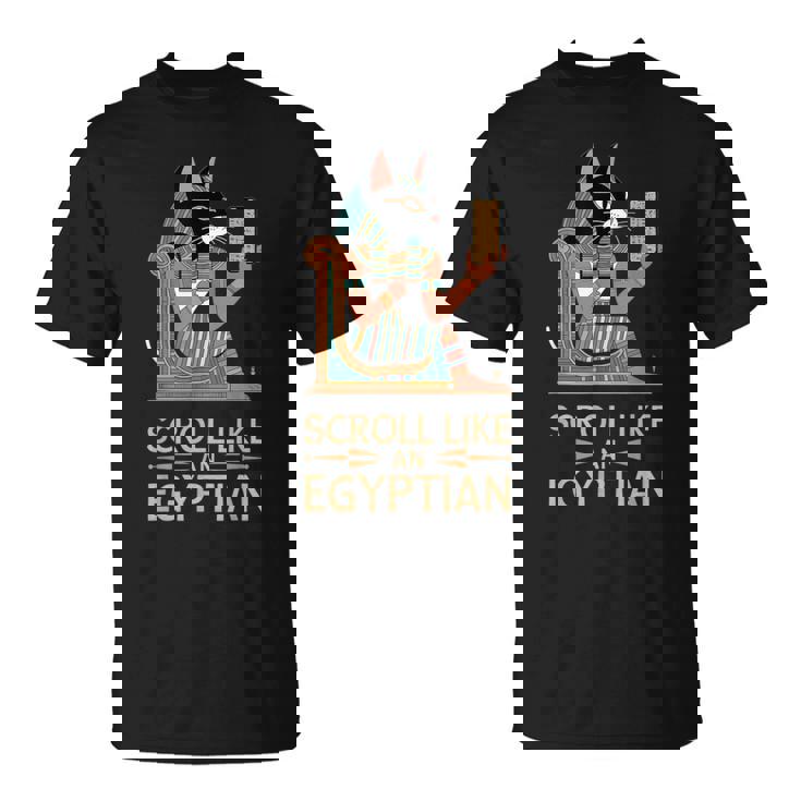 エジプトの猫のようなスクロールデザイン。 Tシャツ