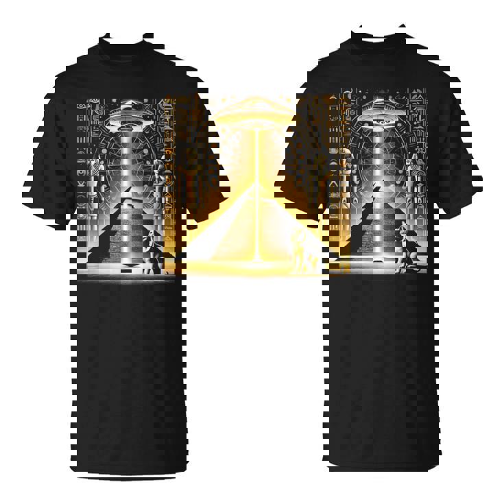 エジプトピラミッドufo猫と光エネルギー Egypt Ufo Pyramid Beam Tシャツ