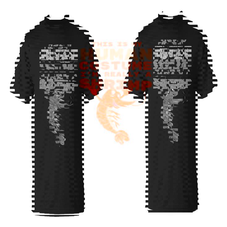 エビ 面白い人間のコスチューム レトロ エビやザリガニ Tシャツ