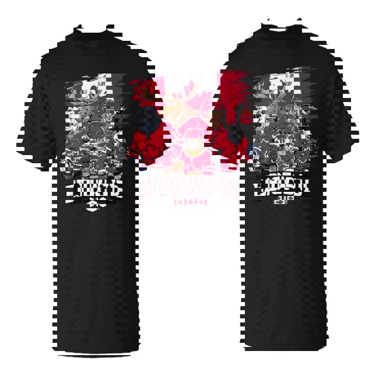 エルボーアップ カナダ カナディアン ビーバー ヘラジカ ホッケーチーム メープルリーフ Tシャツ