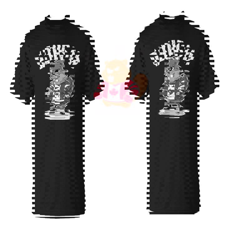 エルボーズ アップ ホッケー ビーバー カナダ人 誇り高き北 強くて自由 Tシャツ