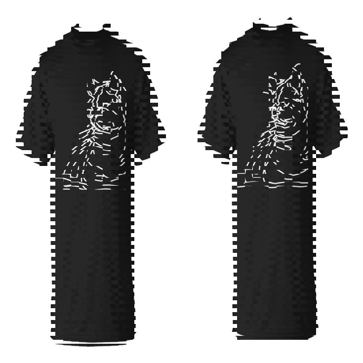 エレガントなラインアート ブリティッシュショートヘアの猫 Tシャツ