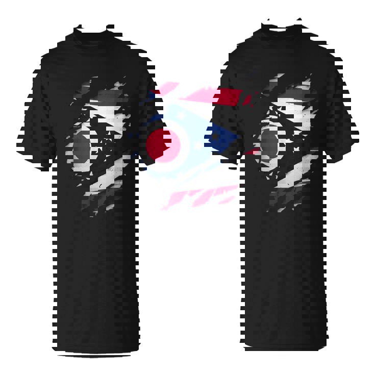 オハイオ州オハイオ州立大学 破れ加工 オハイオ州旗 Tシャツ