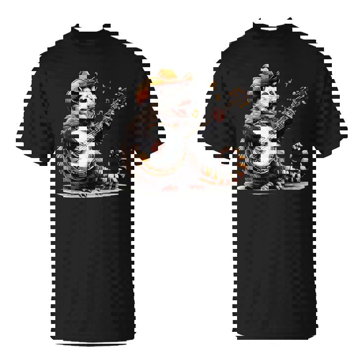 オポッサム演奏 バンジョー ギター 面白い ポッサムハット ゴミ オポッサム Tシャツ