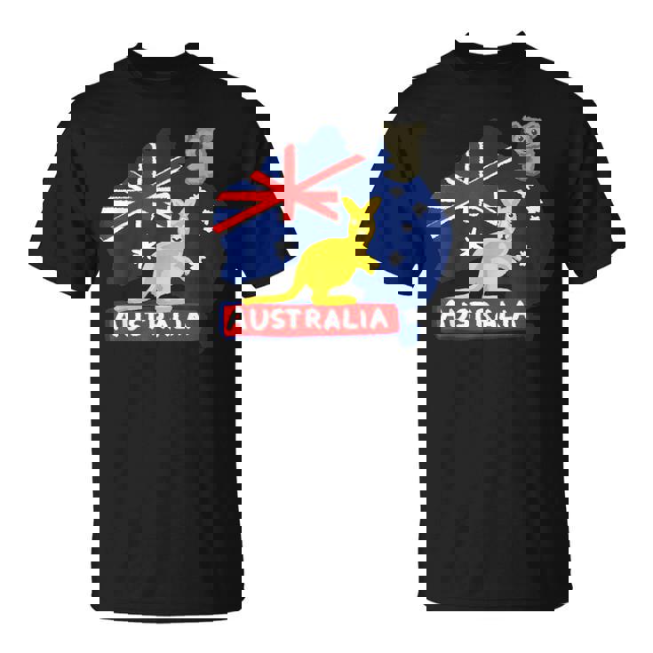 オーストラリア国旗マップ コンチネント カンガルー コアラ Tシャツ