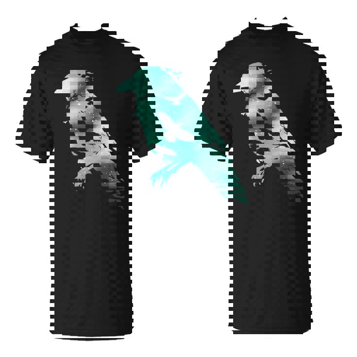 オーディンブラックカラスギフトバイキングレイヴンシルエット Tシャツ