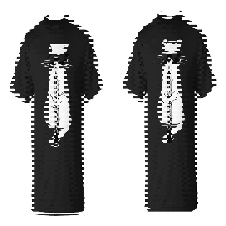 オーボエで遊ぶサングラスをかけた猫 Tシャツ