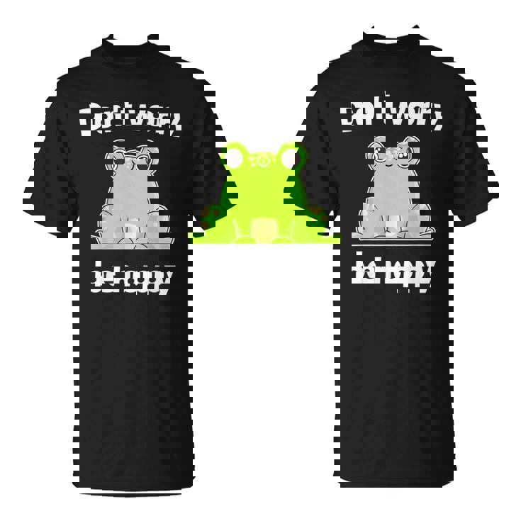 カエルのモチーフ面白いカエルのことわざは私にキスします Frog Motif Frogs Worry Hoppy Tシャツ