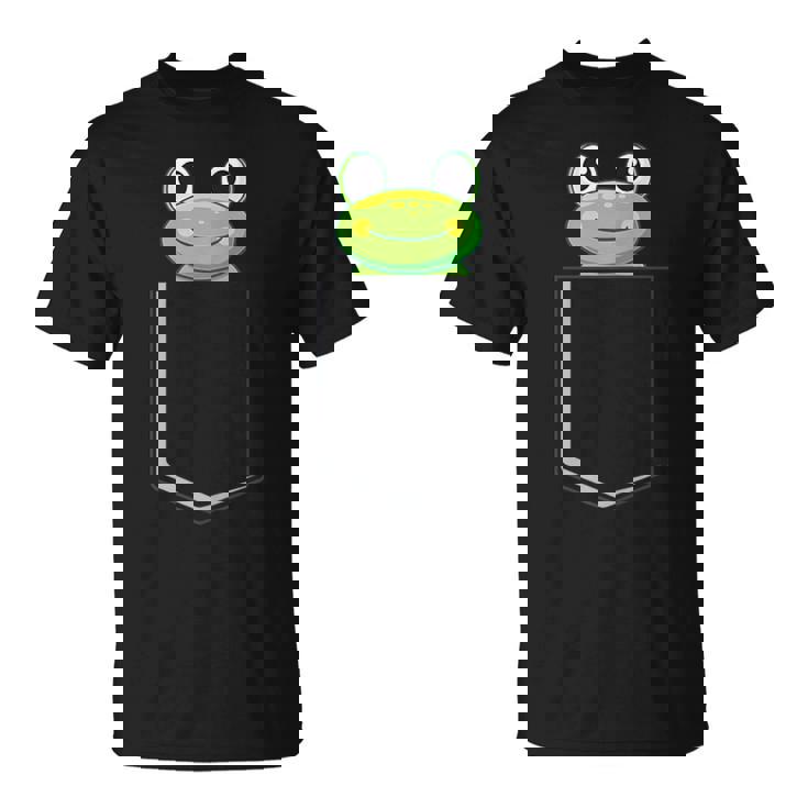 カエルポケットにカエルポケットペットカエルグリーンカエルポケット Tシャツ