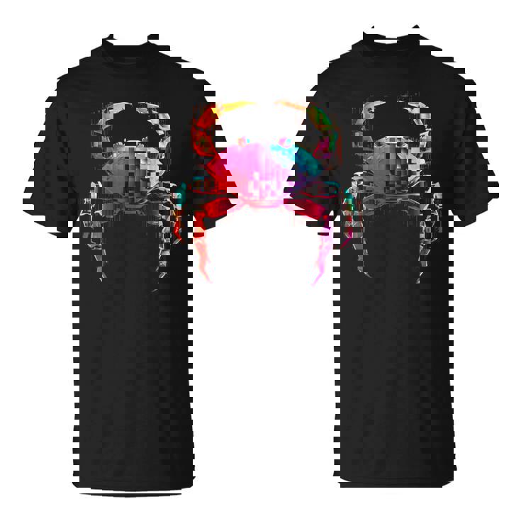 カニ カラフル 幾何学 動物 アート グラフィック モチーフ カニ Tシャツ