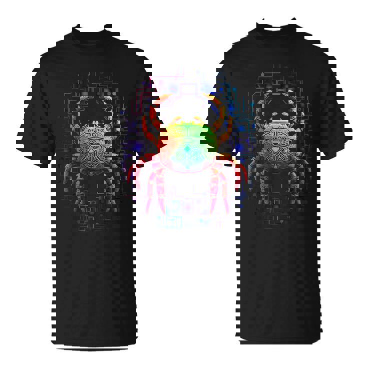 カニ曼荼羅動物モチーフアートカニ Tシャツ