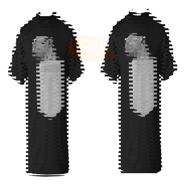 カピバラ フェイク ポケット カピバラ げっ歯類 げっ歯類 アニマル ノベルティ Tシャツ