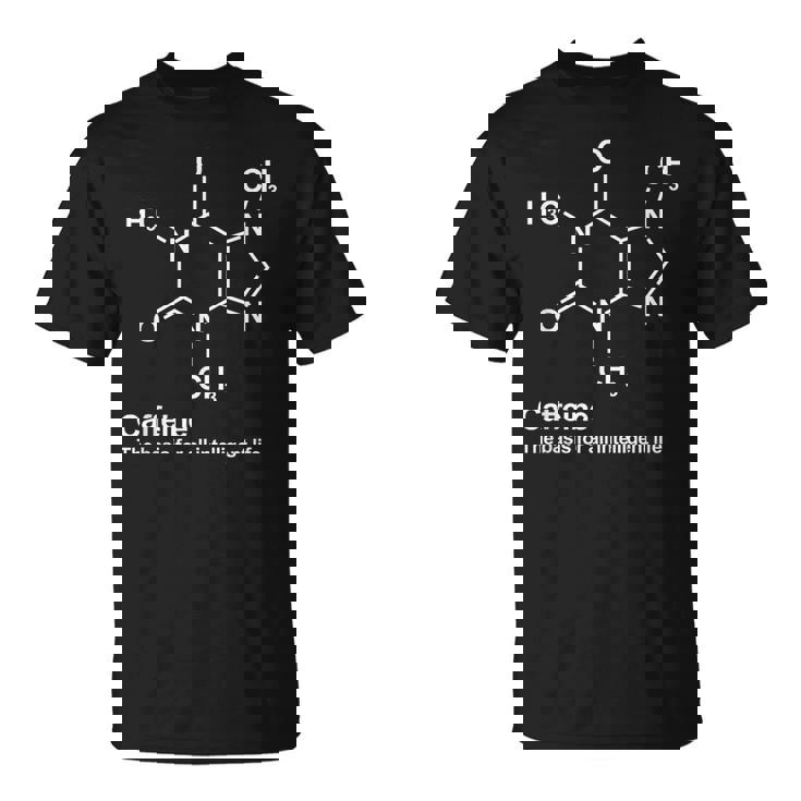 カフェイン分子化学カップ コーヒー Tシャツ