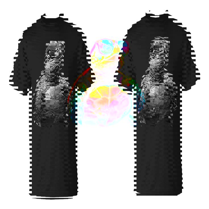 カメ カラフル Popart レインボー 爬虫類 かわいい亀 Tシャツ
