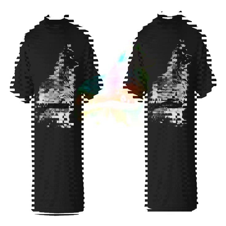 カラフル シェルティ 自然 シェットランド シープドッグ 反射 Tシャツ