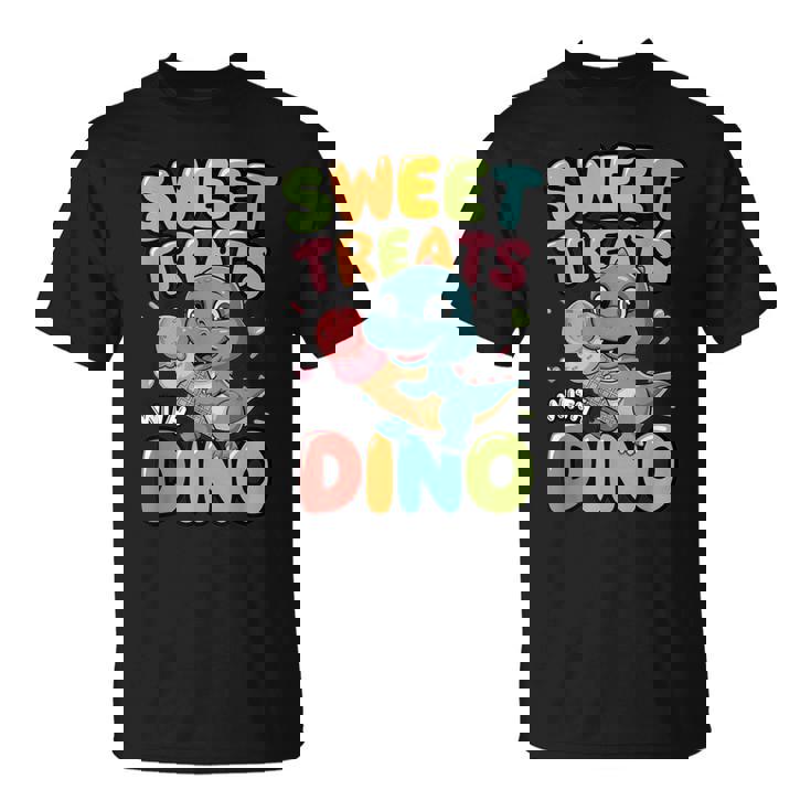 カラフル スイート おやつ 恐竜 かわいい 恐竜 デザート アイスクリーム Tシャツ