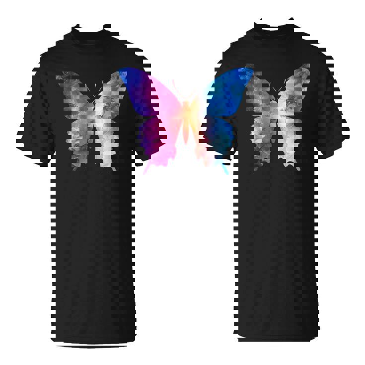 カラフルなシルエット抽象的な水彩蝶 Tシャツ