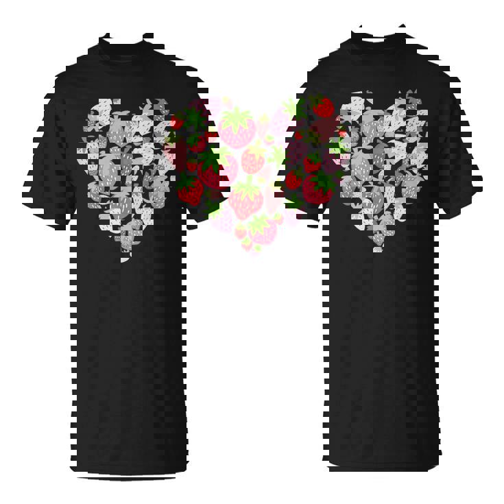 カワイイ ストロベリーハート コテージコア エステ ストロベリー Tシャツ