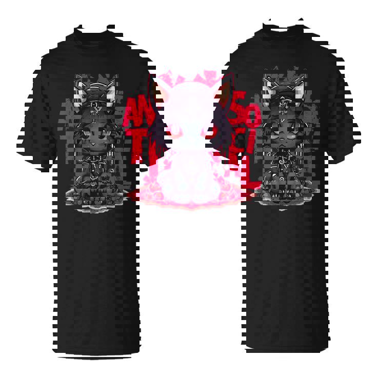 カワイイアニメ ゴシックキャット 反社会的 内向性 メンヘラ Tシャツ