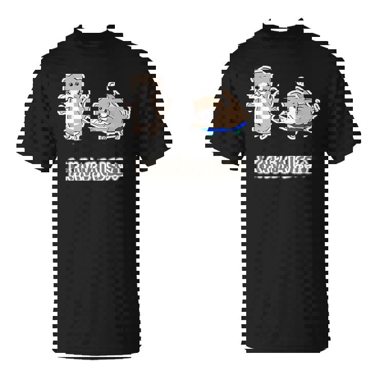 カワウソくん『スケボー』コツメカワウソ ゆるくて かわいい キャラクター イラスト Tシャツ