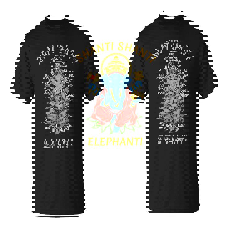 ガネーシャ ヨガ シャンティ 象 ブッダ 象 Tシャツ