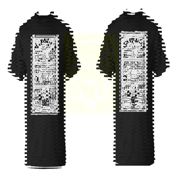 キャンピング ルール 遊び心たっぷりのヴィンテージ調デザイン おもしろ キャンプ Tシャツ